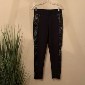 Connection 18 Black Leggings with Leather Sides